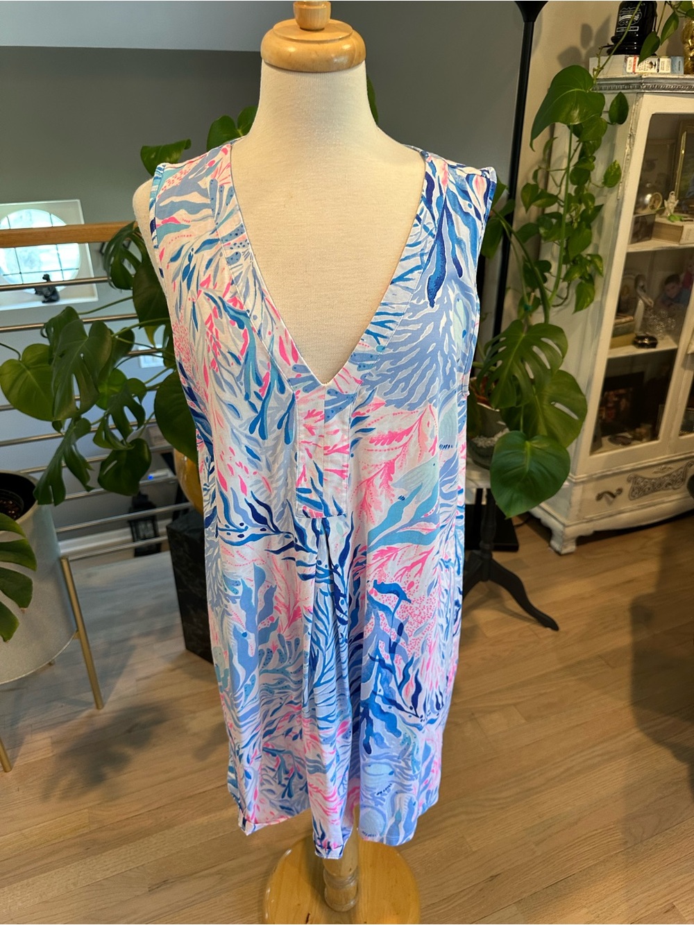 Lilly Pulitzer Blue and Pink Tropical Print Dress